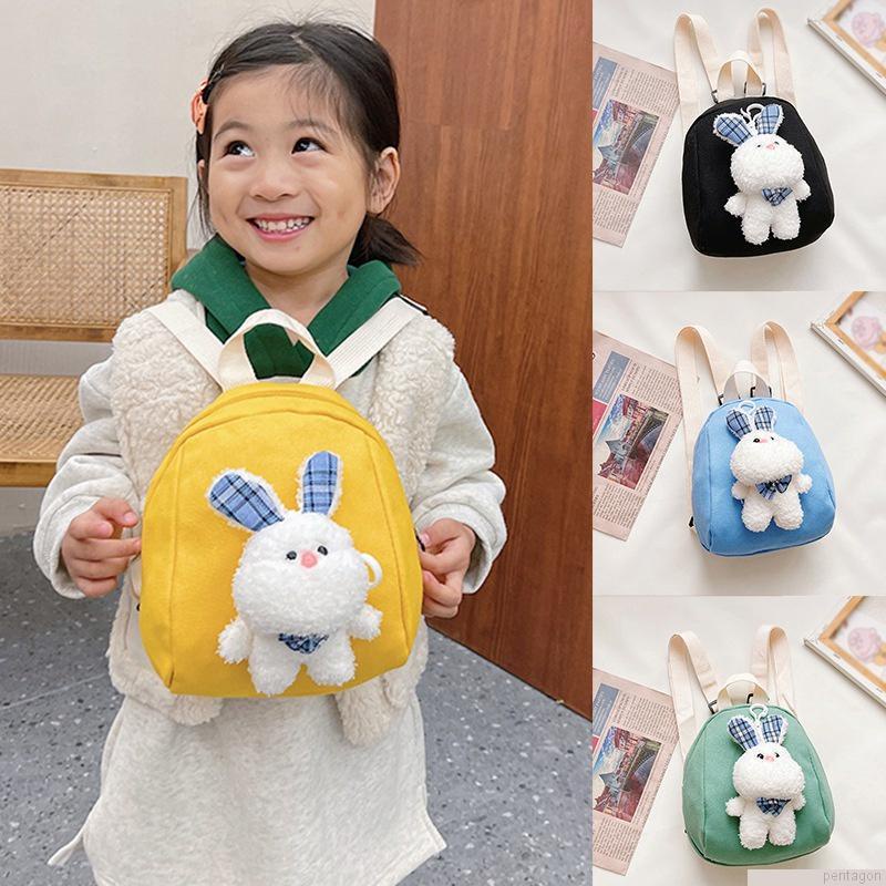 Túi đi học hình thỏ hoạt hình bằng canvas + polyester dành cho trẻ em