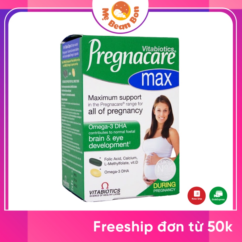 Vitamin bầu Pregnacare Max 84 viên của Anh cho bà bầu và mẹ sau sinh Bổ sung đầy đủ Folic, Sắt, DHA, Canxi cho mẹ và bé