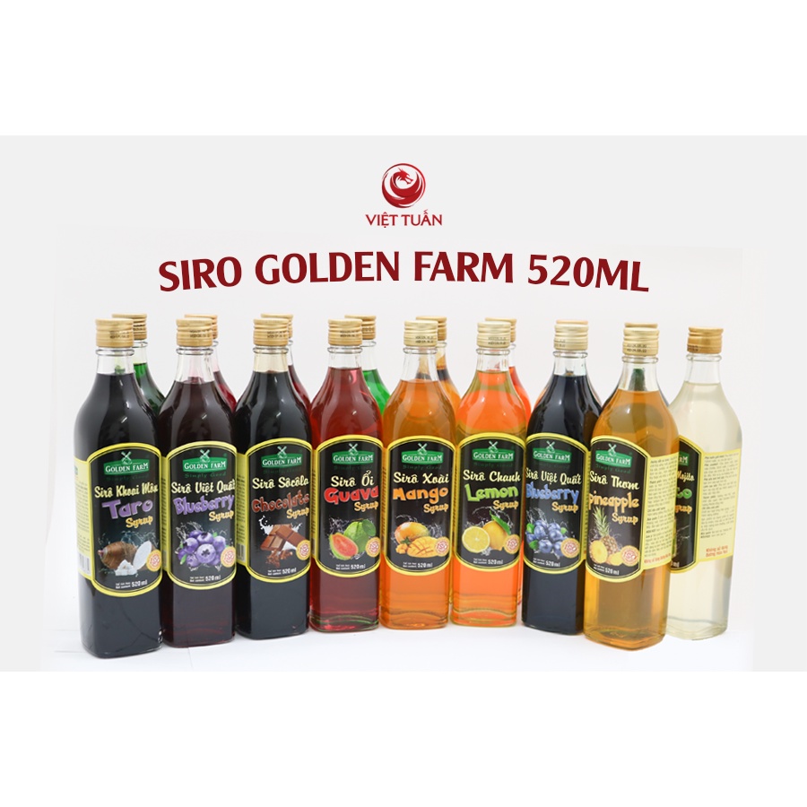 Chai 2 Lít Siro Golden Farm Nhiều Vị (Đào,Việt Quất, Dâu, Lựu, Nho, Xoài, Kiwi, Cam,Vani, Curacao, Bạc Hà,chanh,ổi)