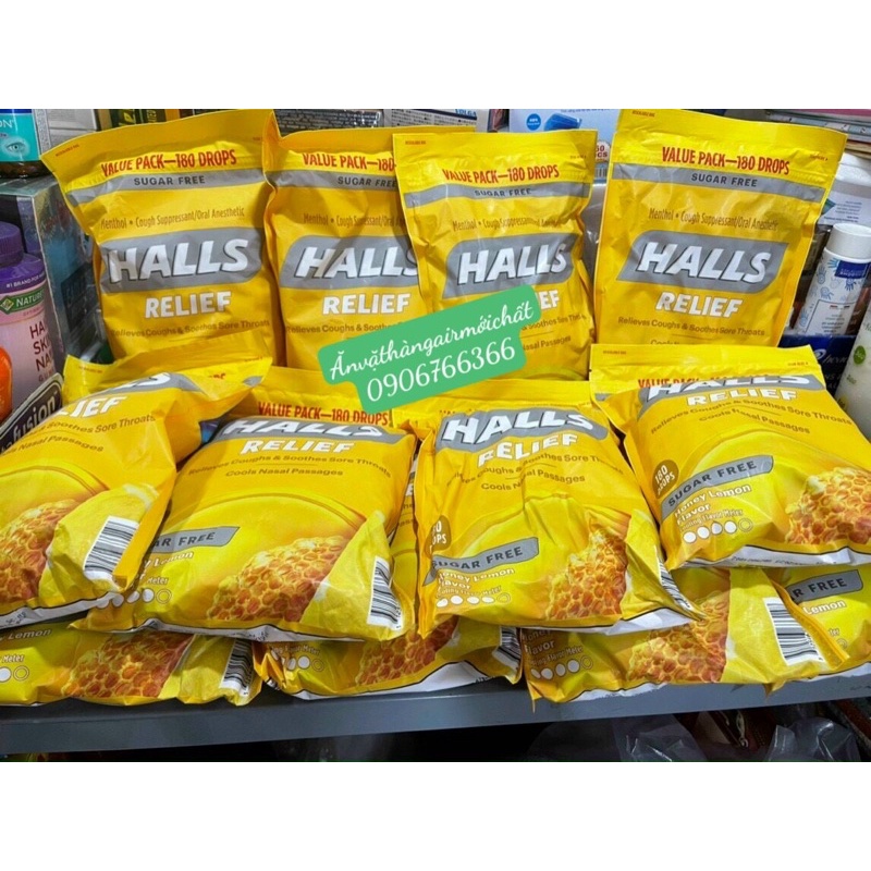 Kẹo Halls Mật Ong Chanh Không Đường - Gói 180 Viên Của Mỹ