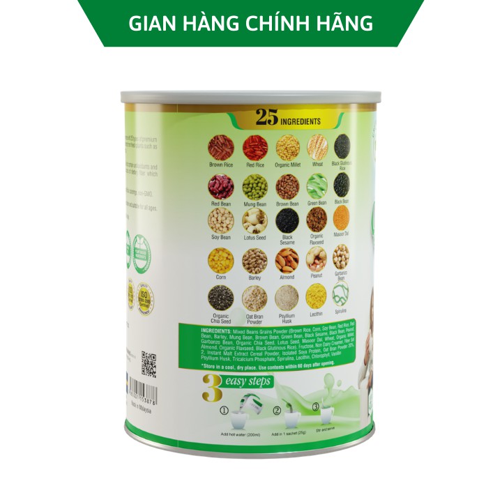 [Chính Hãng] Sữa hạt ngũ cốc 25 Green Nutri dạng lon 750gr