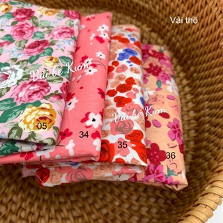 Vải thô 100% cotton/ vải kate mềm mát may áo váy, handmade phụ kiện