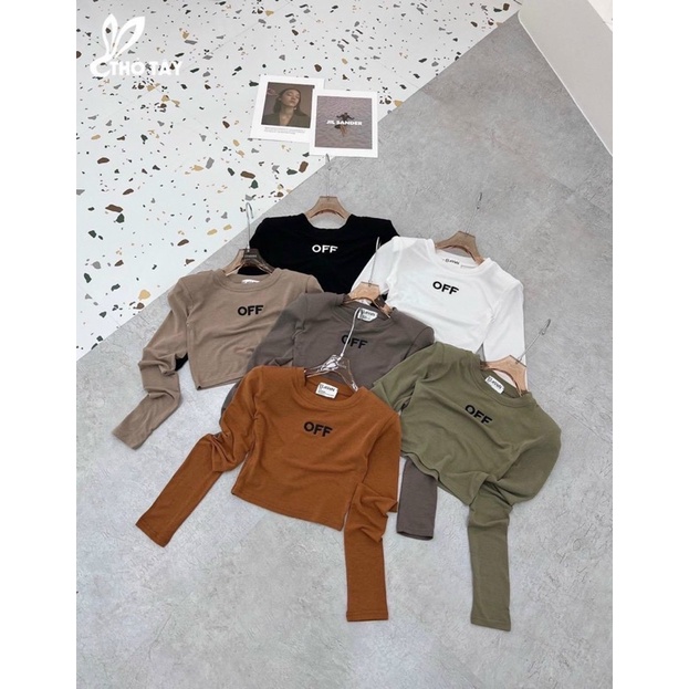 Áo Thun Cổ Lọ Croptop Tay Dài OFF