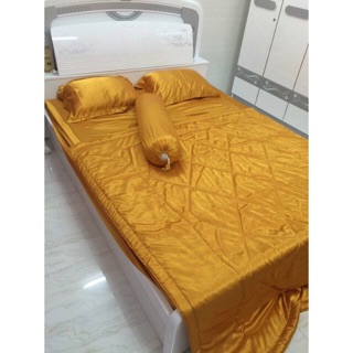 Bộ drap phi lụa 5 món ( ga -gối- mền) kích thước 2.2x2m, mền 2.2x2m
