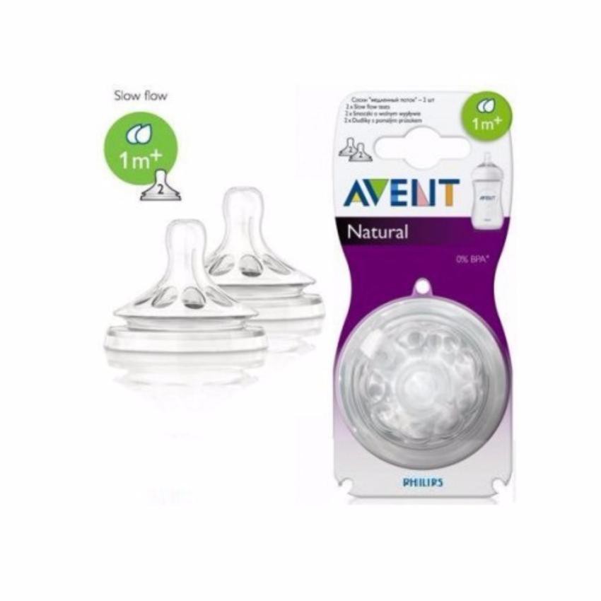 Bộ 2 núm ty Avent cho bé 1 tháng trở lên (2 lỗ)