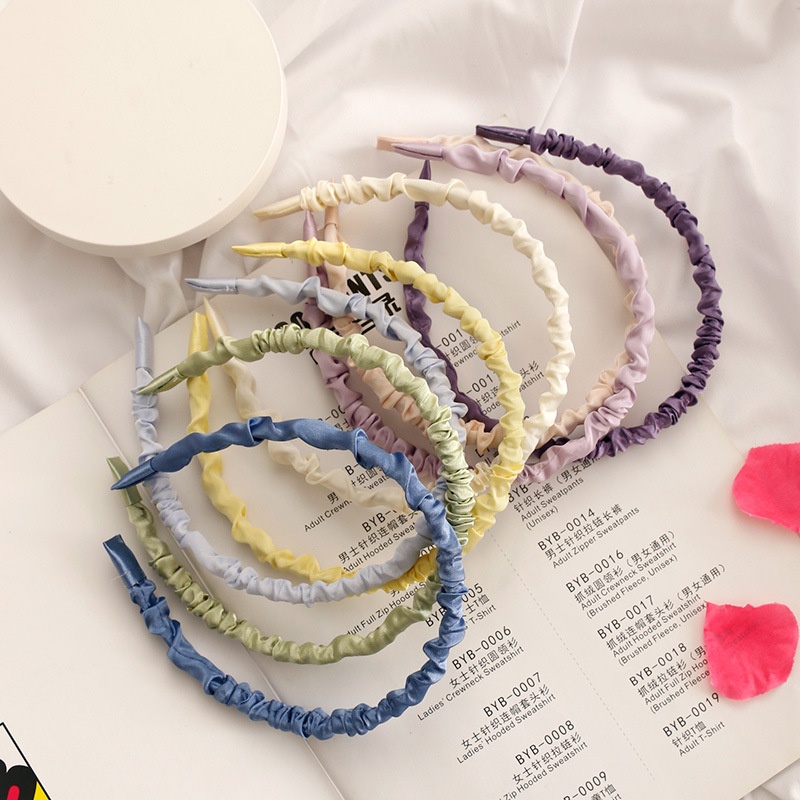 Băng Đô Cài Tóc Vải Satin Màu Trơn Phong Cách Hàn Quốc Dễ Thương