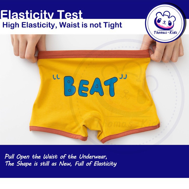Bộ 5 Quần Lót Boxer Cotton Kháng Khuẩn In Chữ Thời Trang Cho Bé Trai Gái 3-12 Tuổi