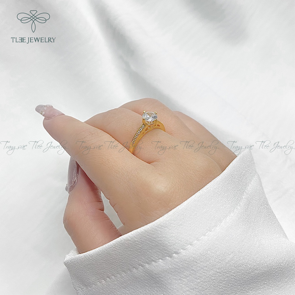 Nhẫn bạc nữ TLEE bốn chấu mạ vàng 14k sang tay NCJ A0147