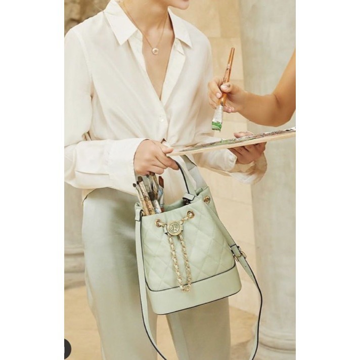 ▩Balo LYN Car Line Check Bucket Crossbody Bag