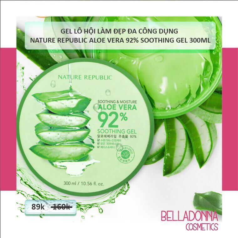 Gel Lô Hội Làm Đẹp Đa Công Dụng Nature Republic Aloe Vera 92% Soothing Gel 300ml