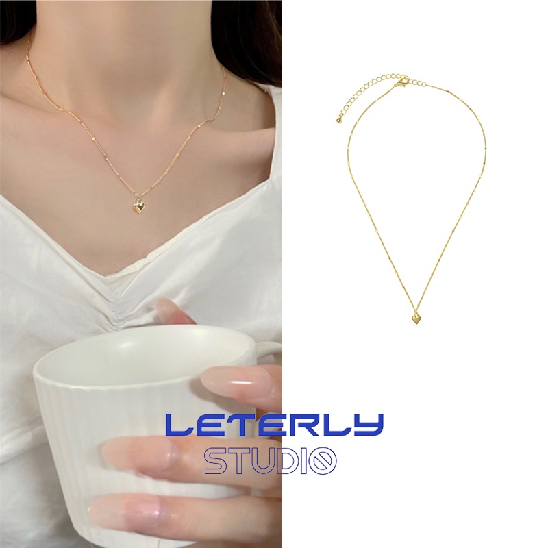 Dây chuyền mặt hình trái tim đính đá thời trang Hàn Quốc thanh lịch F516