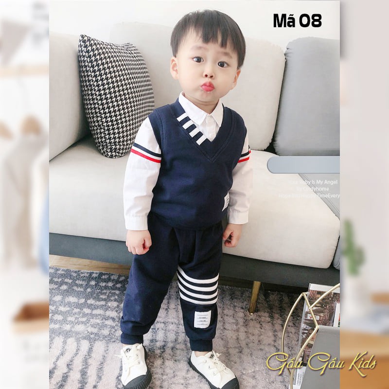 Set bộ công tử 3 chi tiết kèm áo gile cho bé trai