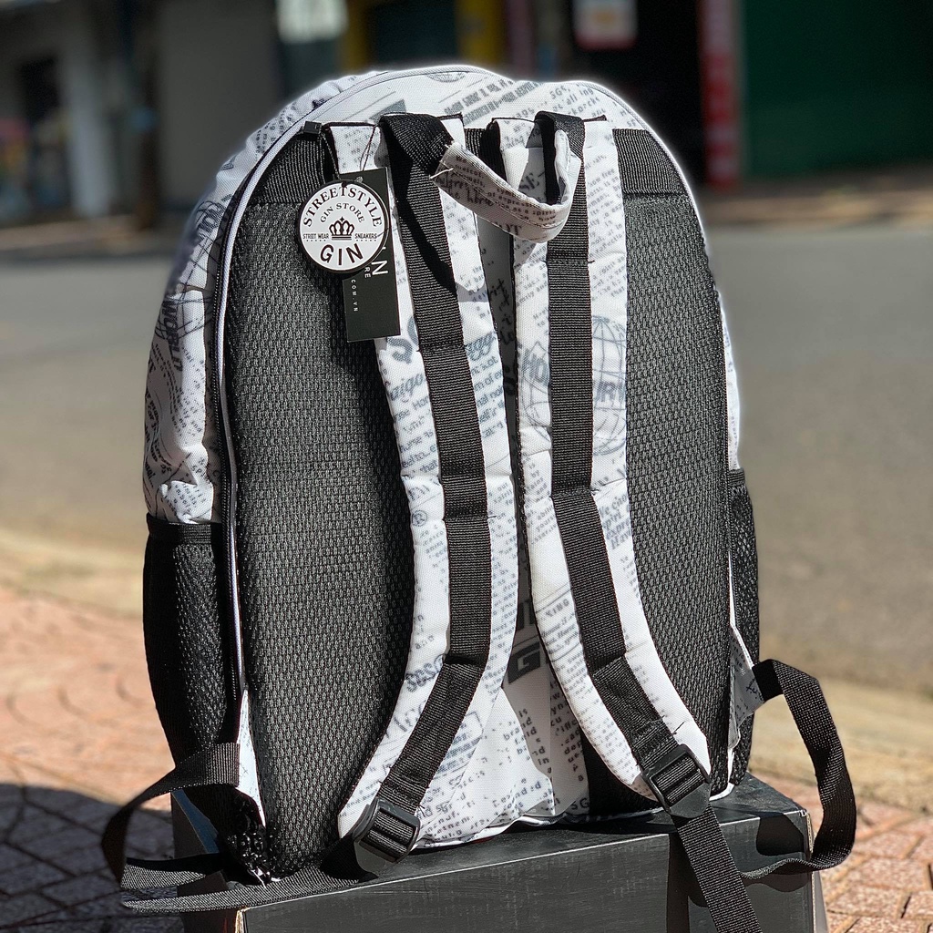 Balo họa tiết báo SGS Journal Backpack balo thời trang đi học nam nữ - Gin Store