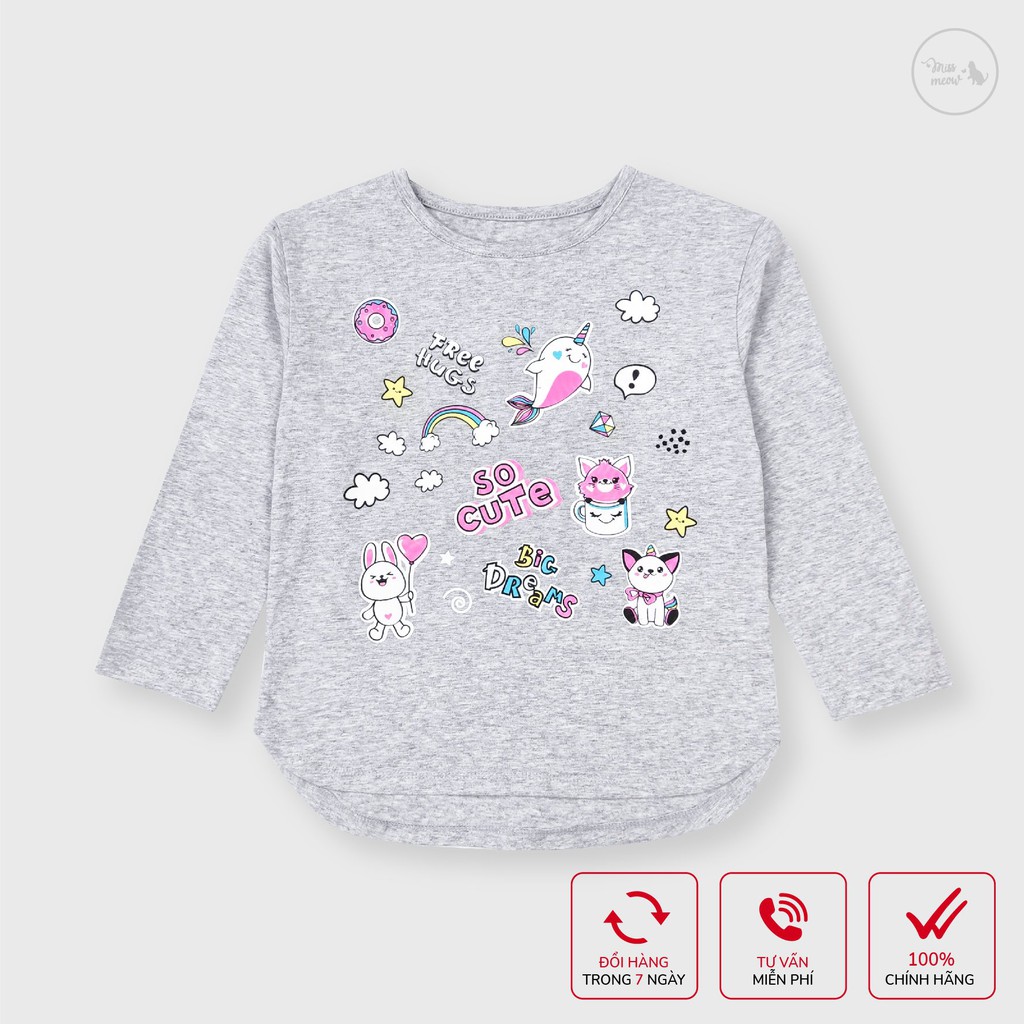 [Made in Vietnam] Bộ dài tay bé gái BIGFOX - MISS MEOW size đại, bộ thu đông cho bé chất cotton in So Cute 3-11 tuổi