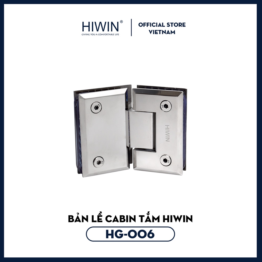 Bản lề phòng tắm kính 135 độ cân mặt gương inox 304 Hiwin HG-006 (dày 5mm)