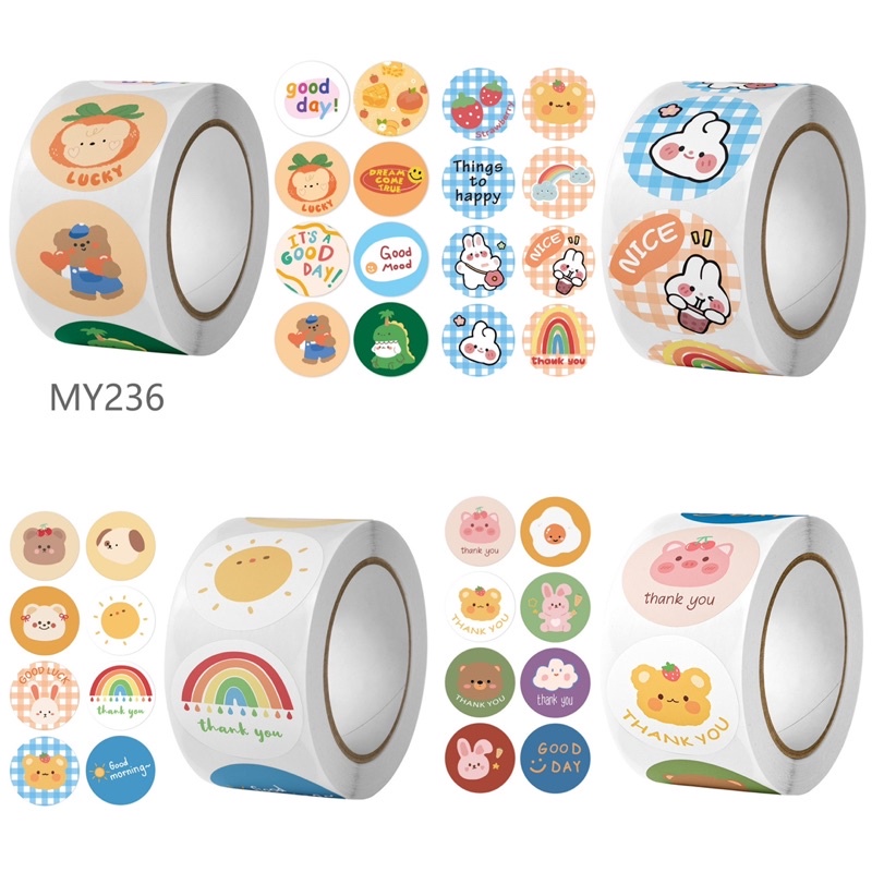 Set cuộn 500 tem nhãn dán Thank you dùng để gói hàng, trang trí