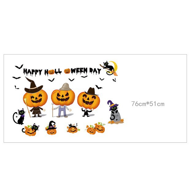 Decal trang trí tường - Halloween Bí Đỏ Vui Vẻ chơi lễ 07