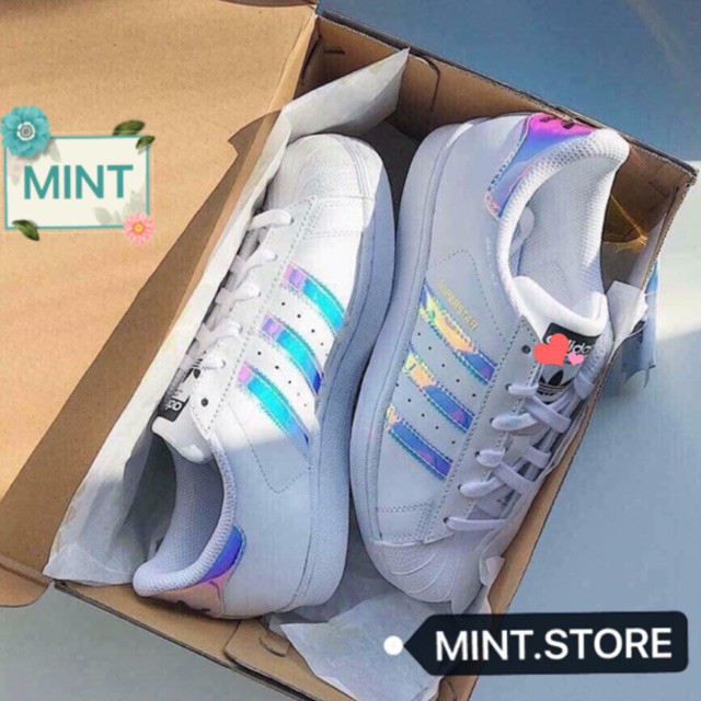 (Video cận cảnh) Giày thể thao sneaker superstar sọc hologram