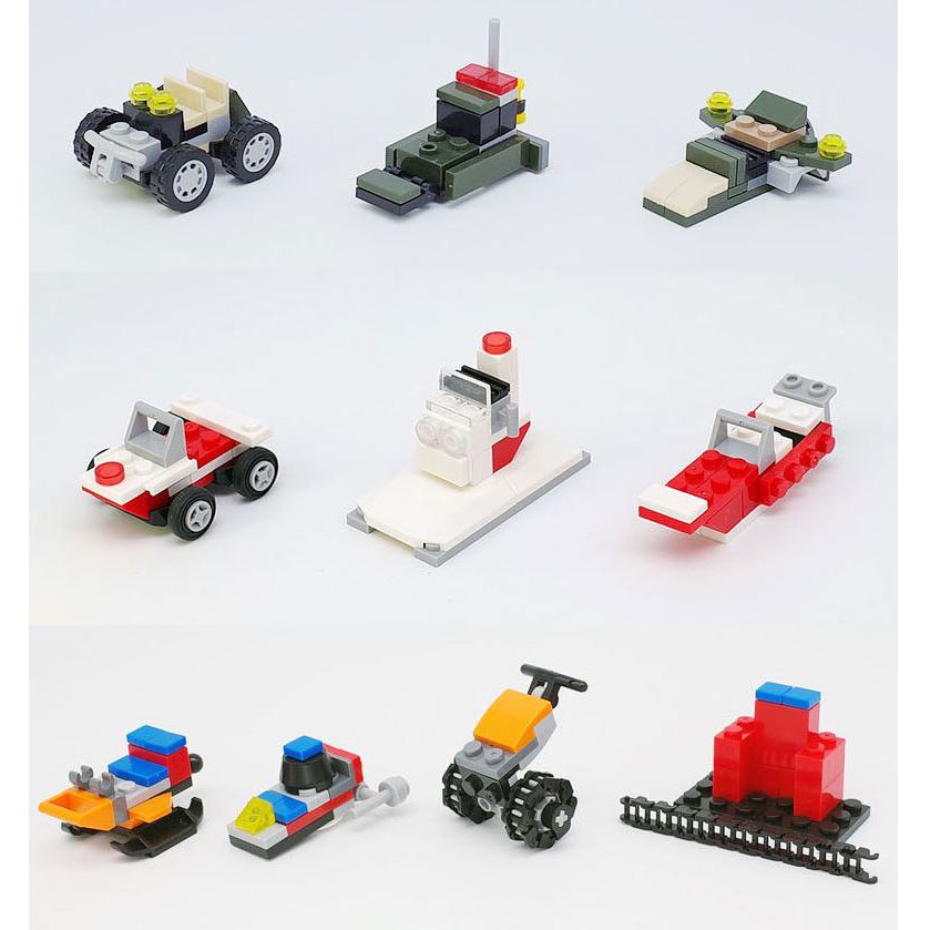 bộ xếp hình lego 10 loại xe đô thị kĩ thuật động vật 10 hộp có hướng dẫn lắp ghép chi tiết