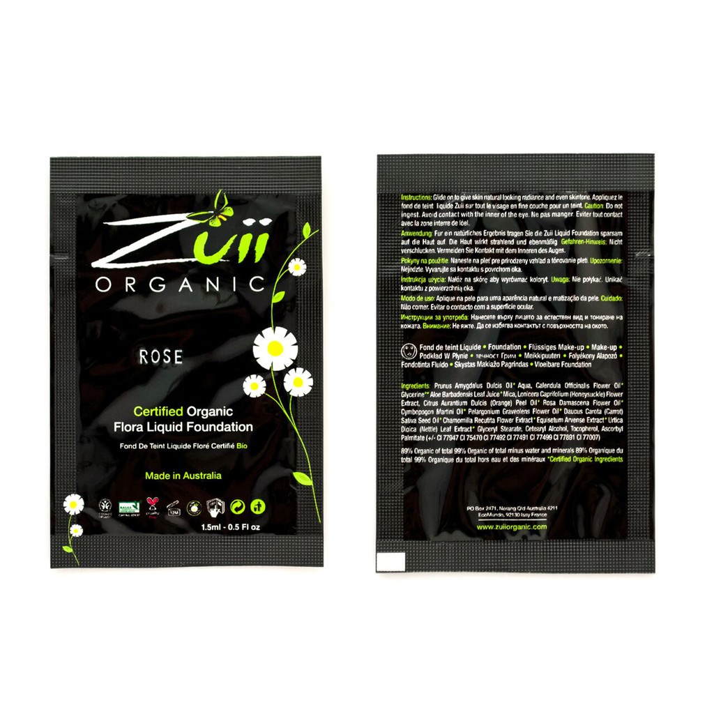 Zuii Flora liquid foundation sample - Mẫu thử kem nền hữu cơ Zuii