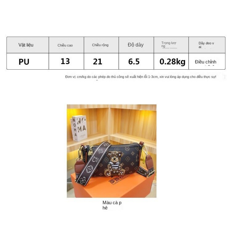 💓Túi và giày yêu💓Túi Đeo Chéo Vai Bằng Da PU Có Khóa Kéo Thời Trang Cho Nữ