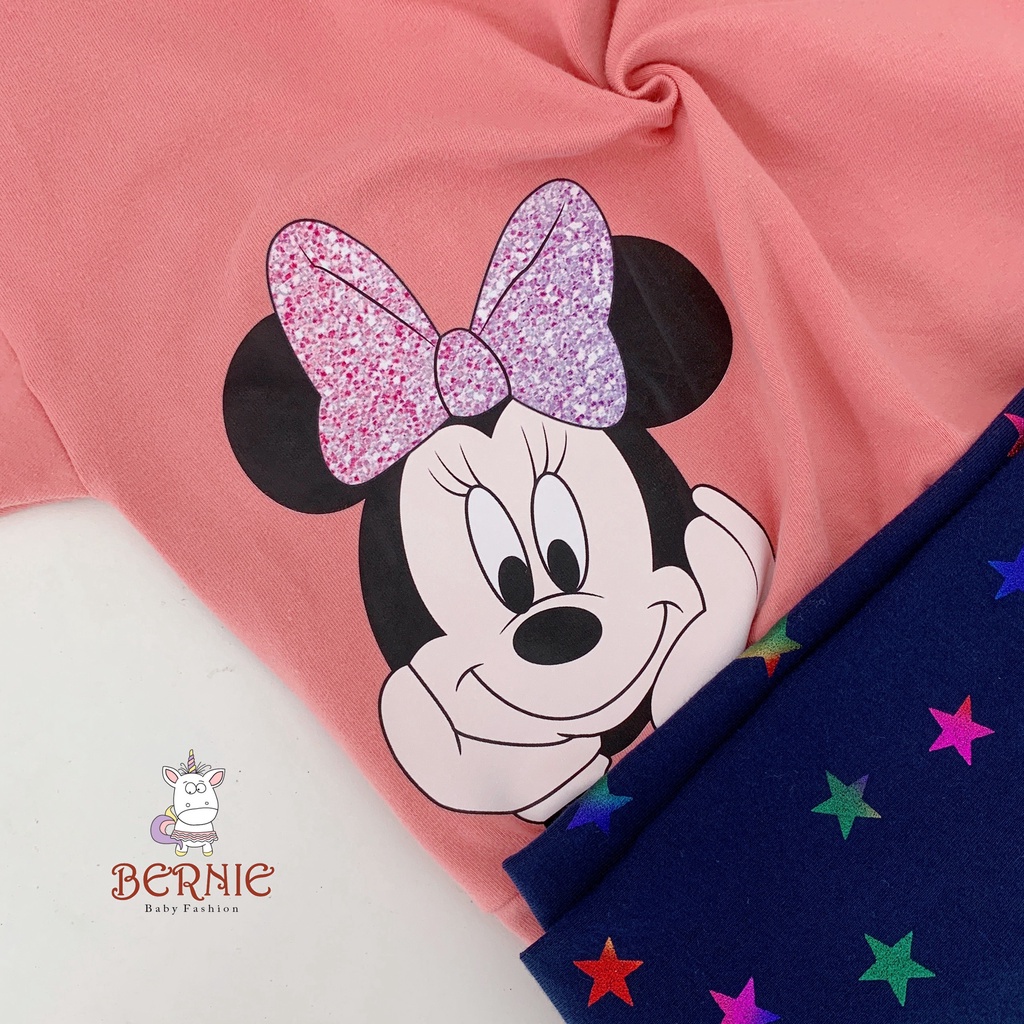 Bộ thu đông dài tay phong cách bánh bèo bé gái, set đồ áo thun phối quần chấm bi dễ thương