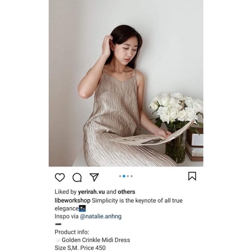 Váy 2 dây nhũ vàng libe size S