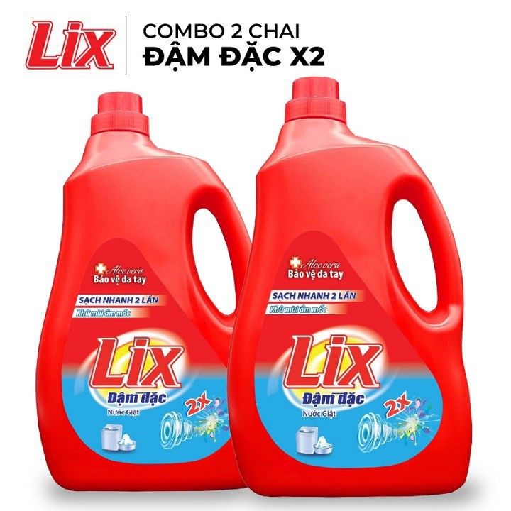 2 CAN Nước Giặt LIX 3,6kg -Dùng Cho Giặt Tay Và Máy GIặt Tẩy Sạch Vết Bẩn