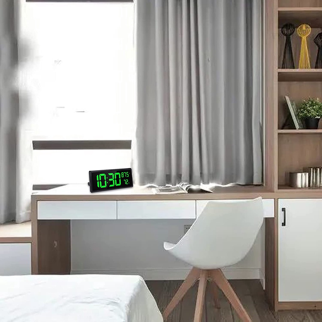 Đồng Hồ Kỹ Thuật Số Treo Tường Hiển Thị Lớn 14.3 Inch Đo Nhiệt Độ Và Độ Ẩm Không Khí Cho Phòng Ngủ / Văn Phòng