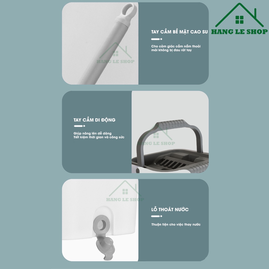 Bộ Lau Nhà Thông Minh 360 độ - Cây lau nhà cao cấp làm từ inox tự vắt tiện lợi