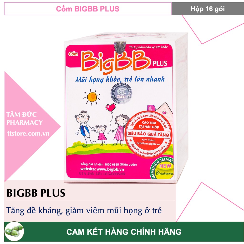 Cốm BIGBB PLUS [Hộp 16 gói] - Tăng cường sức đề kháng cho bé [big bb / bigbb hồng]