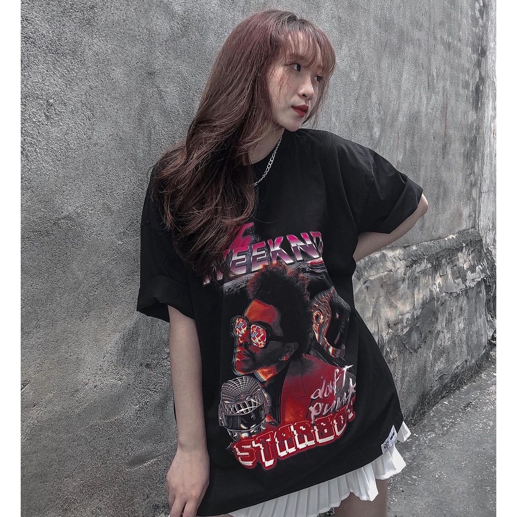 Áo thun ngắn tay oversize THE WEEKND & DAFT PUNK
