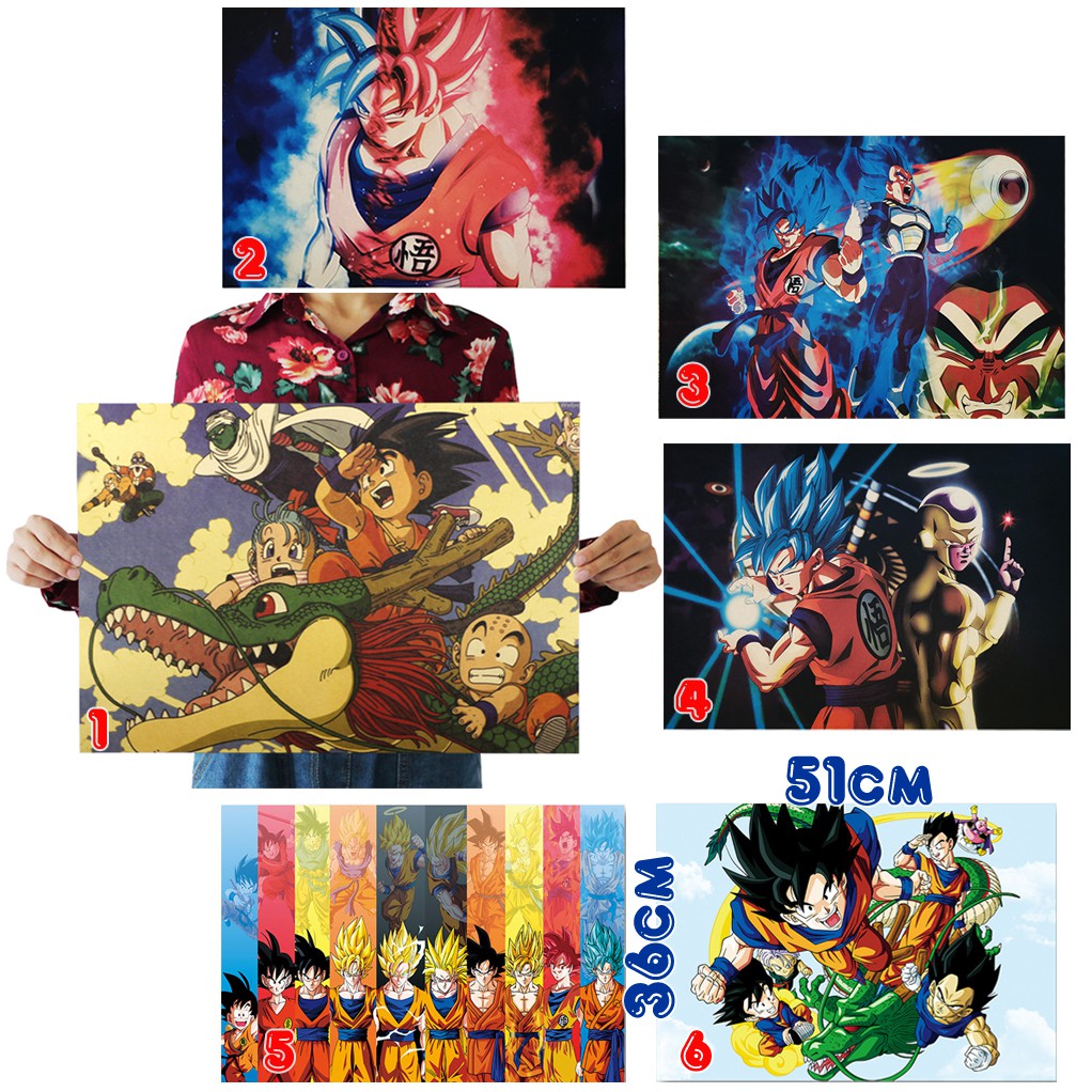 Poster 51x36cm Dragon Ball Vintage - Goku - Vegeta - 7 Viên Ngọc Rồng - Hình Trang Trí Vintage