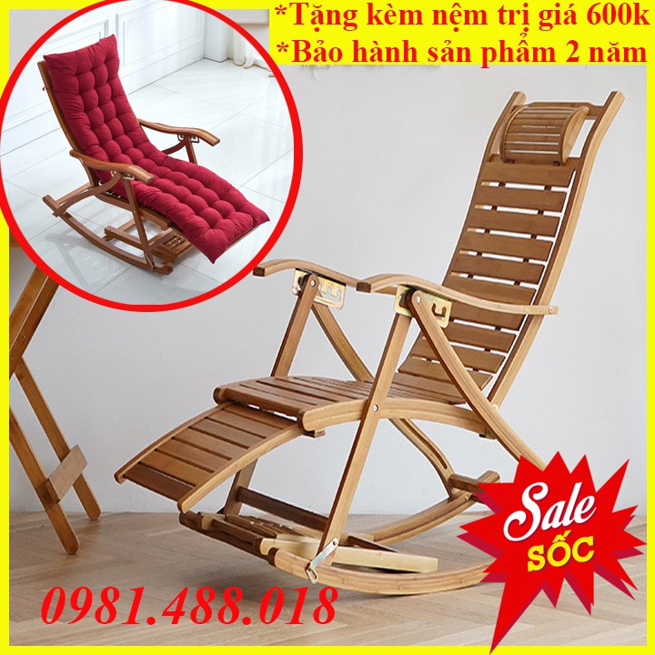 Ghế Tựa Lưng Thư Giãn Phòng Khách Nhập Khẩu, Bập Bênh Thư Giãn Cao Cấp Ghế xếp nằm bằng gỗ
