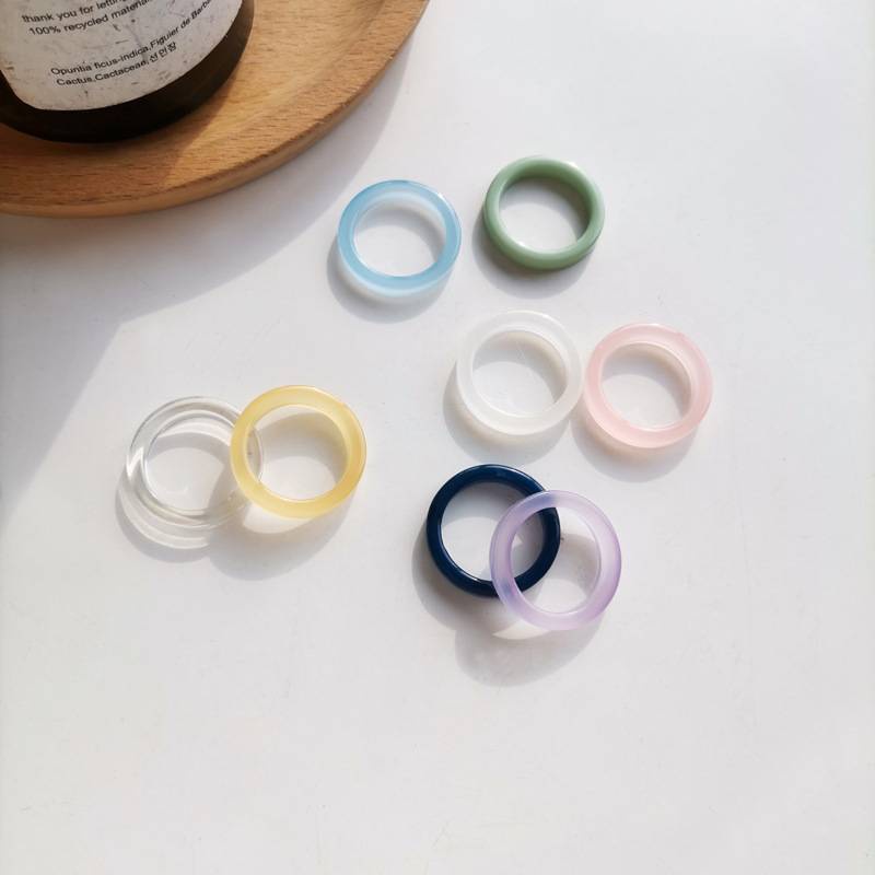 Nhẫn Acrylic Resin Màu Kẹo Ngọt Dễ Thương Phong Cách Hàn Quốc Cho Nữ