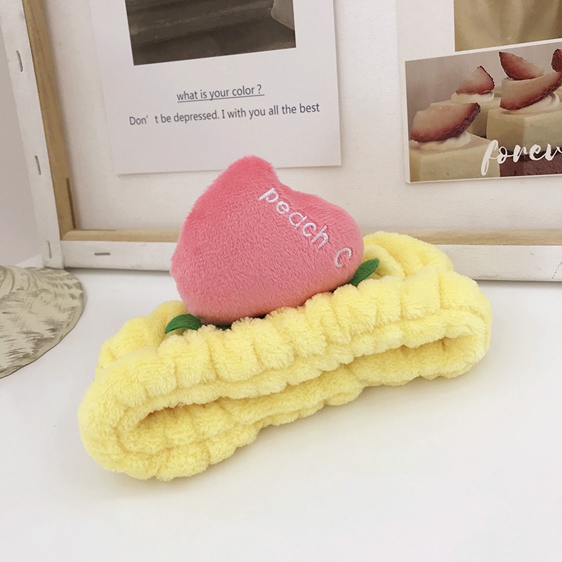 Băng đô turban rửa mặt trái đào phụ kiện tóc cao cấp Hàn Quốc dành cho nữ BĐ10