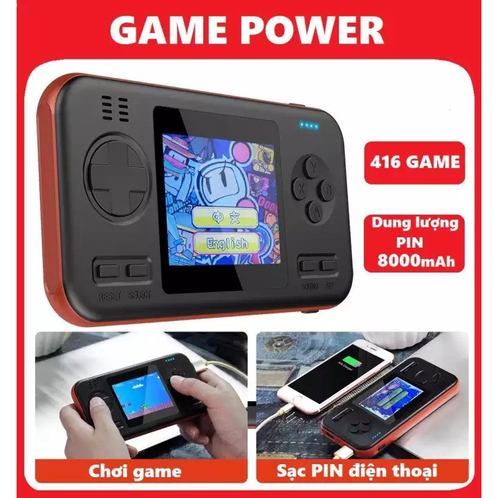 Máy Chơi Game Cầm Tay 416 Trò Kiêm Sạc Dự Phòng 8000 MAH