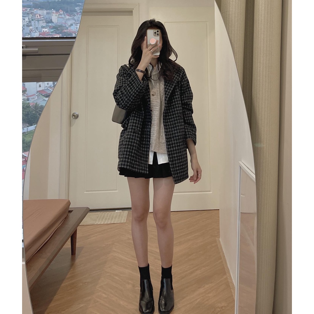 (Ảnh thật) Audrey Khoác dạ kẻ nhỏ lót chần bông 624 | BigBuy360 - bigbuy360.vn