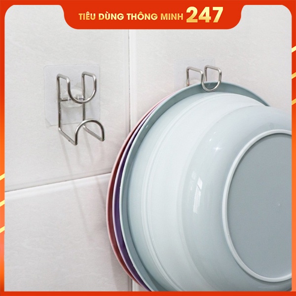 Móc Inox Dán Tường Treo Thau Chậu, Khăn, Quần Áo/ Giá Gắn Tường Treo Đồ Nhà Bếp, Nhà Tắm Chịu Lực Siêu Chắc, Siêu Bền