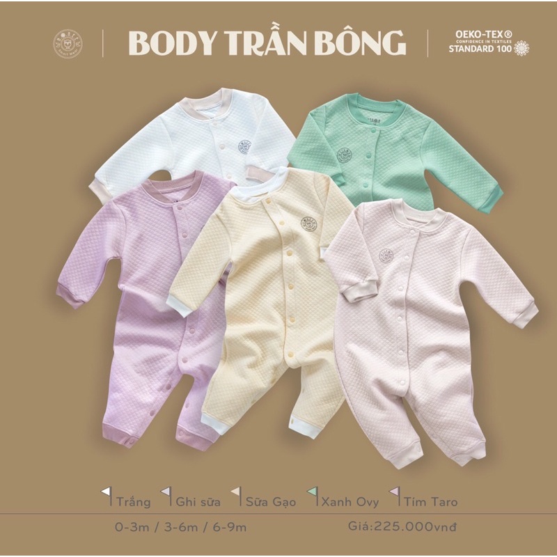 Hrnee! Bộ body trần bông siêu mềm siêu ấm cho bé 0-9m!