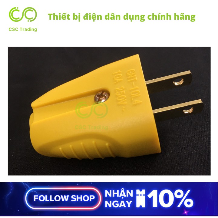 Phích Cắm Gongniu Chân Dẹp Đồng Vàng Công Suất 10A Chống Va Đập – 10L4