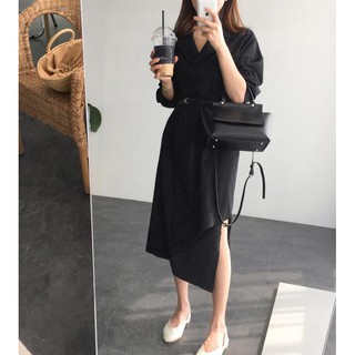 🌸 Váy sơ mi vạt lệch (kèm belt)