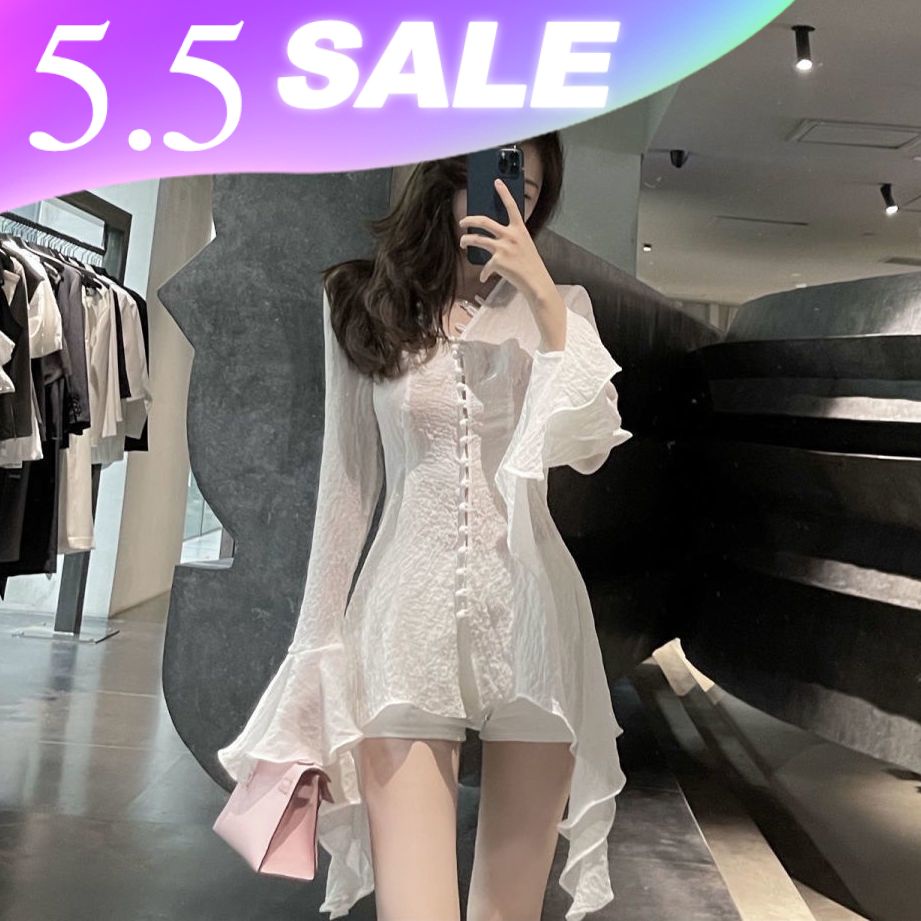 Áo sơ mi dài trung bình thời trang xuân hè quyến rũ ngọt ngào cho nữ