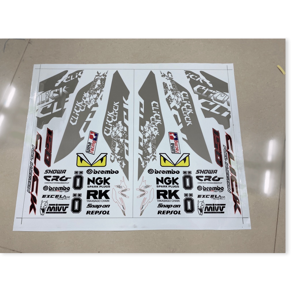 ( Quí khách vui lòng mang ra tiệm cho thợ dán ) Tem CLICK 150 xám trắng