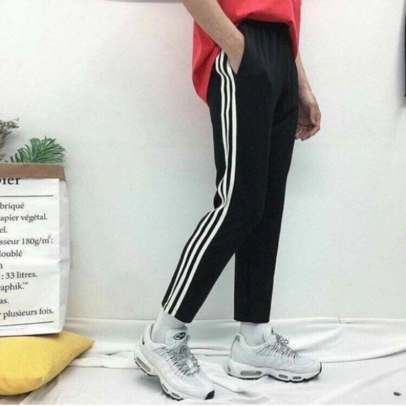 [RẺ VÔ ĐỊCH] Quần 3 Sọc Thể Thao UnisexQuần Kẻ Trắng Baggy Cạp Chun