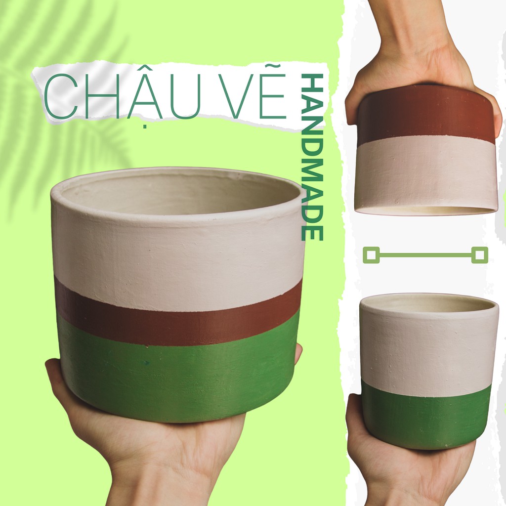 Chậu trồng cây hình trụ Xanh Nâu Sachico | Đường kính miệng 10,5-12,5-15 | CT04