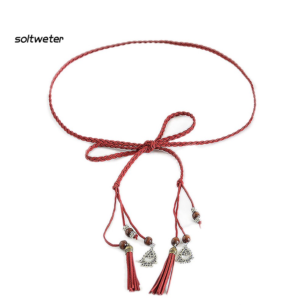 Thắt Lưng Dây Bện Hạt Phối Tua Rua Thời Trang Cho Nữ