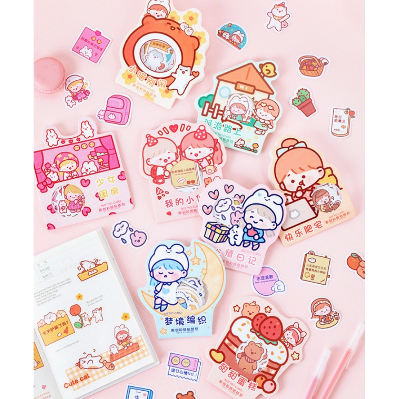 Sticker 40 miếng dán cute siêu đáng yêu, hình dán mũ bảo hiểm, laptop, điện thoại, vali chống nước