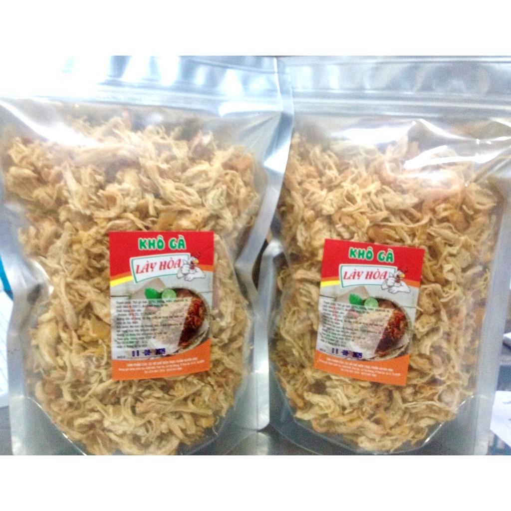 500gr khô gà KHÔNG CAY GIÒN Lày Hòa: 1 túi zipper 500gr đảm bảo vệ sinh ATTP.