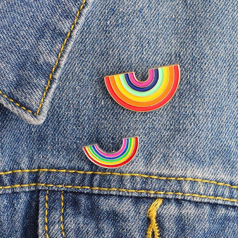 BST❀ Rainbow Bridge Brooch Pin Enamel Drop Oil Alloy Lapel Pin LGBT Badge Denim Shirt Collar Jewelry